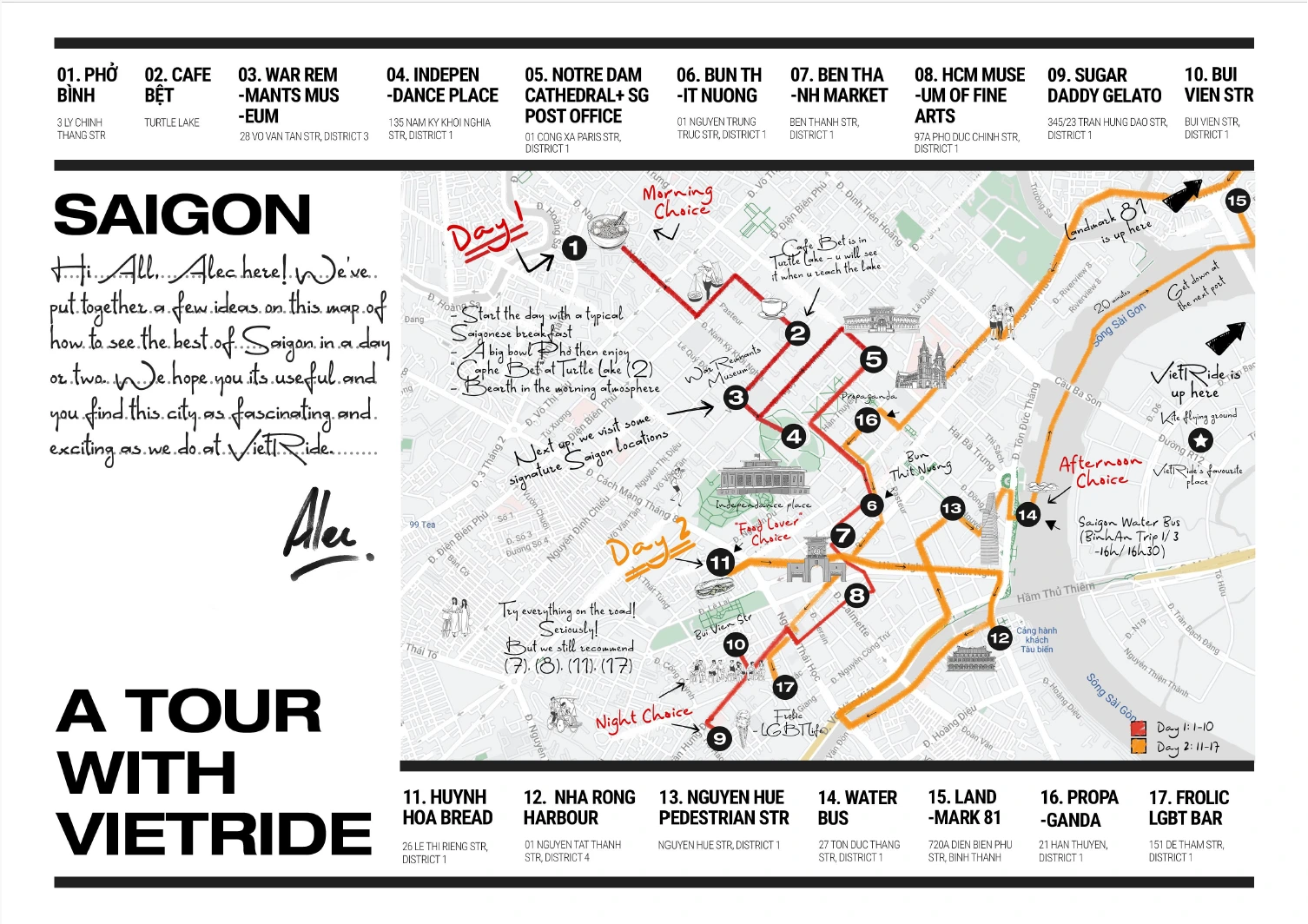 VietRide Saigon Tour map
